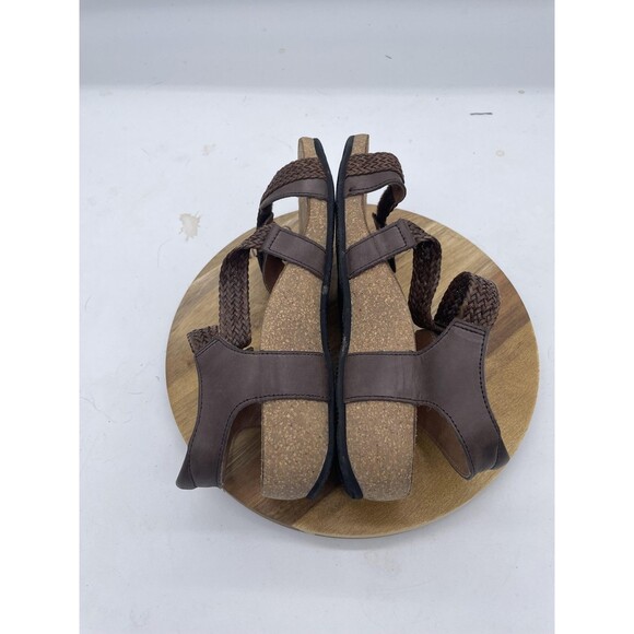 Taos Trulie Sandals Womens 6 Brown Leather Braided Strap Cork Sandals Spain - Picture 7 of 10